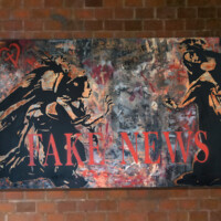 Zinnober 23, Sieglinde Grunwald, Fake News, Acryl, Ink, Spray Paint, 90 x 140 cm, 2020